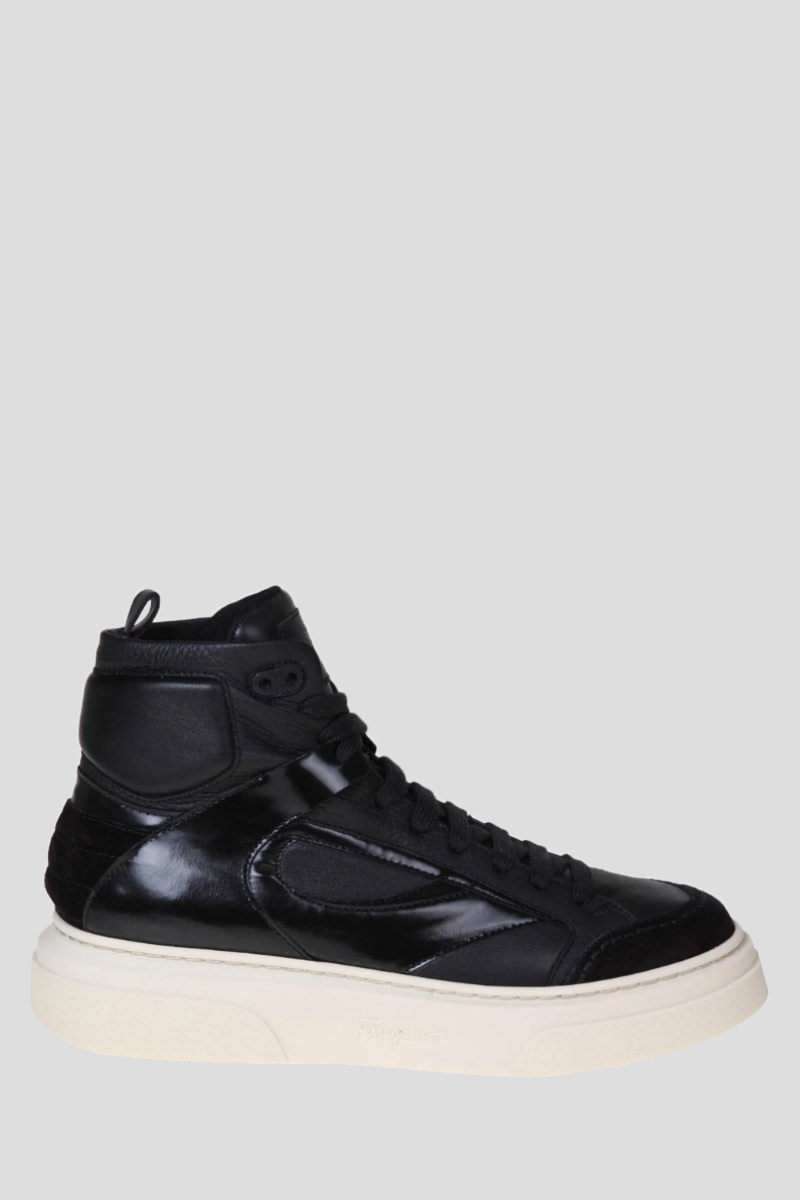 Παπούτσια Ανδρικό Μαύρο Cassio High Sneakers In Black SALVATORE FERRAGAMO