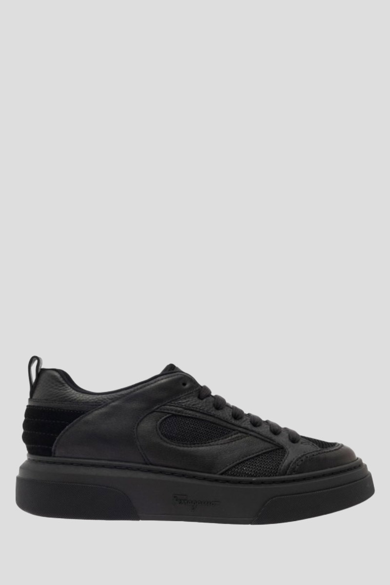 Ανδρικό Μαύρο Cassina Pieced Low-Top Sneakers SALVATORE FERRAGAMO Παπούτσια