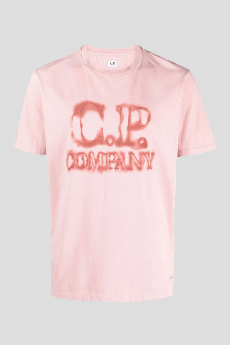 Ανδρικό Ροζ Faded Logo-Print T-Shirt C.P. COMPANY 223-35287-ROZ