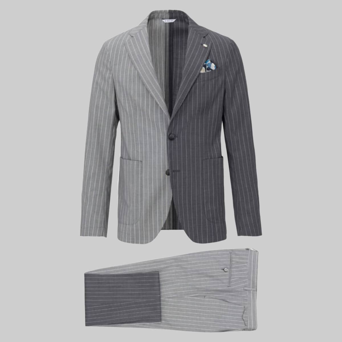 Ανδρικό Γκρι Patchwork Pinstripe Suit MANUEL RITZ 223-35186-097