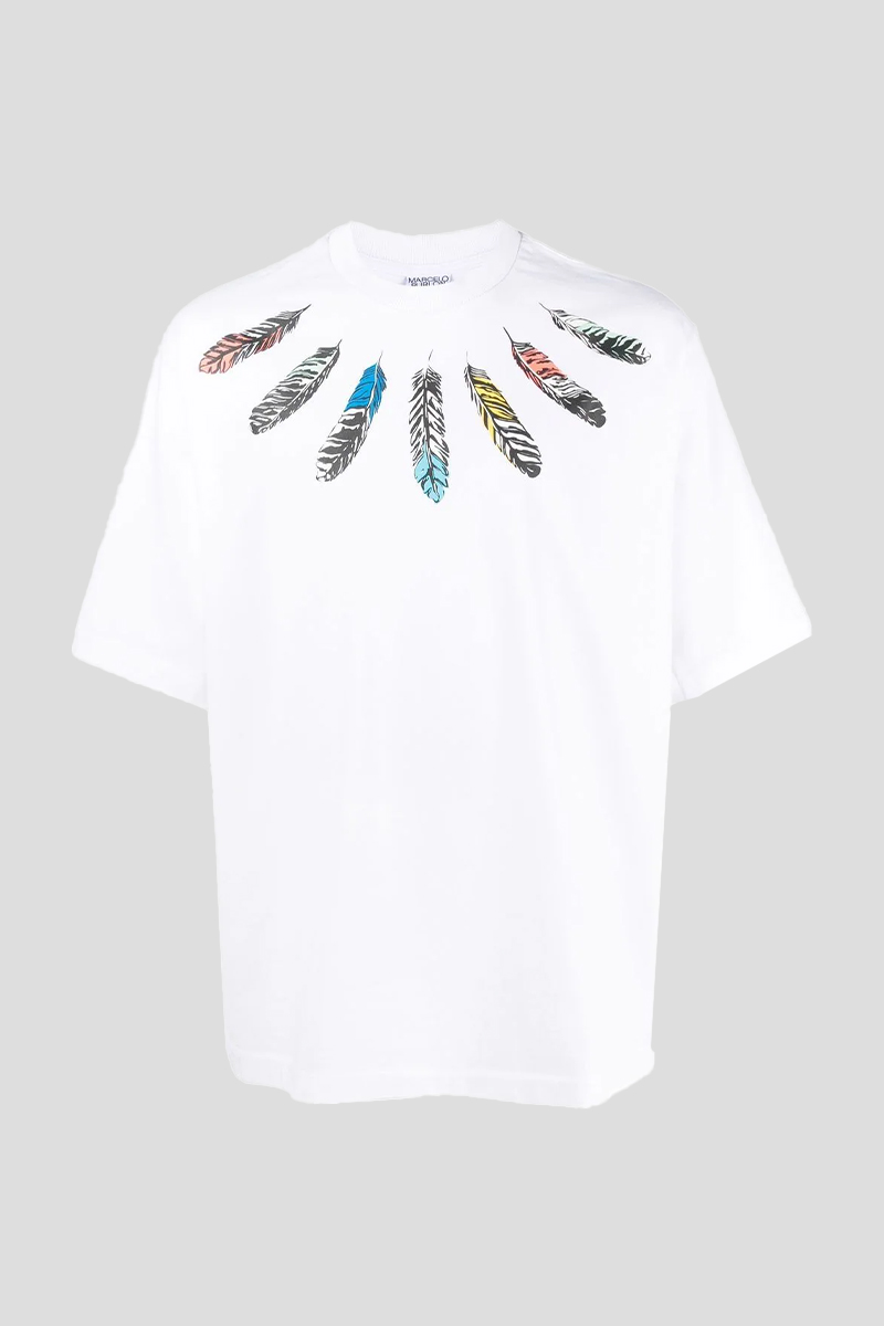Ανδρικό Λευκό Collar Feathers Over T-Shirt MARCELO BURLON 223-34663-WHT