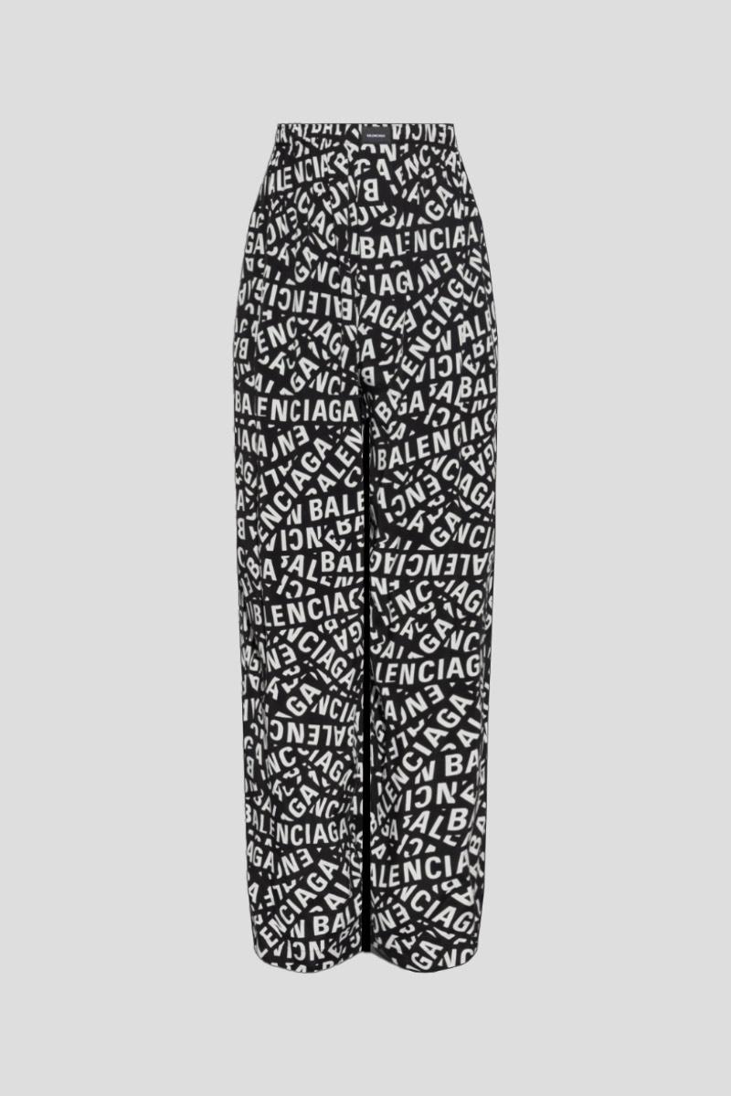 Ανδρικό Μαύρο Black And White Printed Trousers BALENCIAGA
