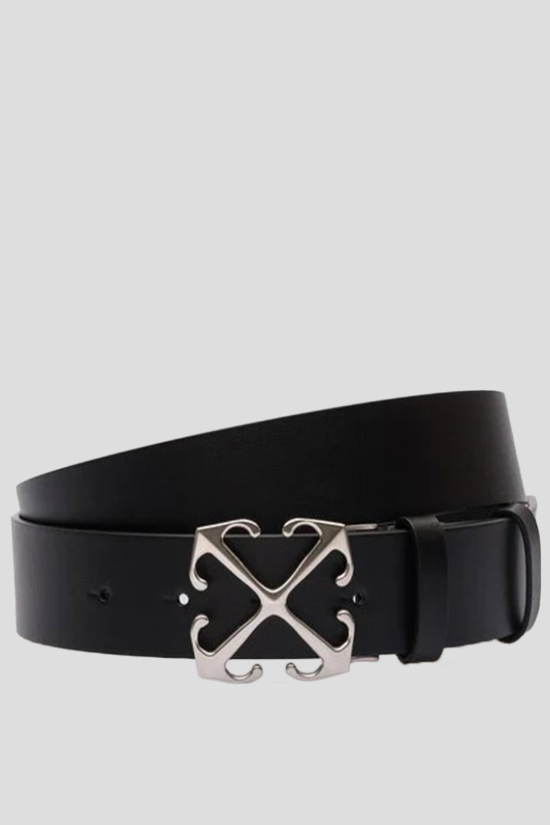 Ανδρικό Μαύρο Arrows Leather Belt In Black OFF-WHITE