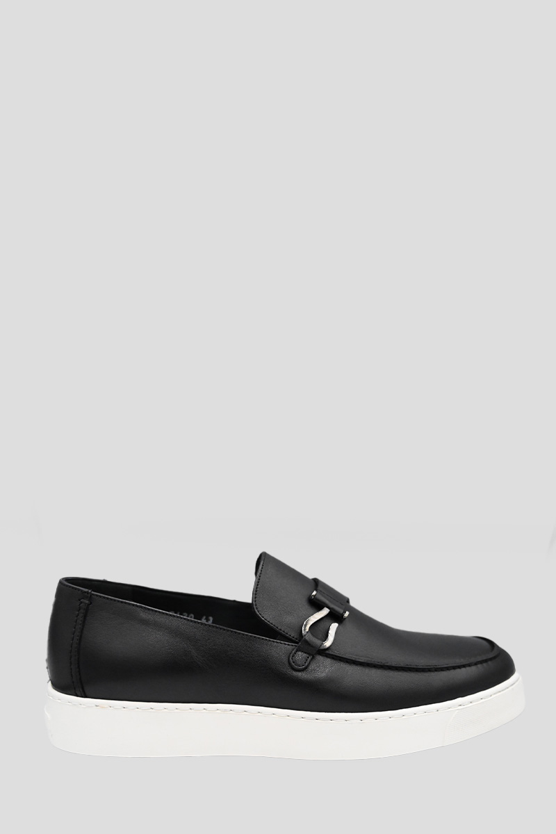 Παπούτσια Ανδρικό Μαύρο Leather Loafers In Black PHILIPPE LANG