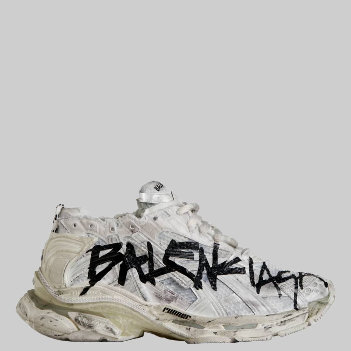 Ανδρικό Λευκό Runner Graffiti Sneakers In White BALENCIAGA