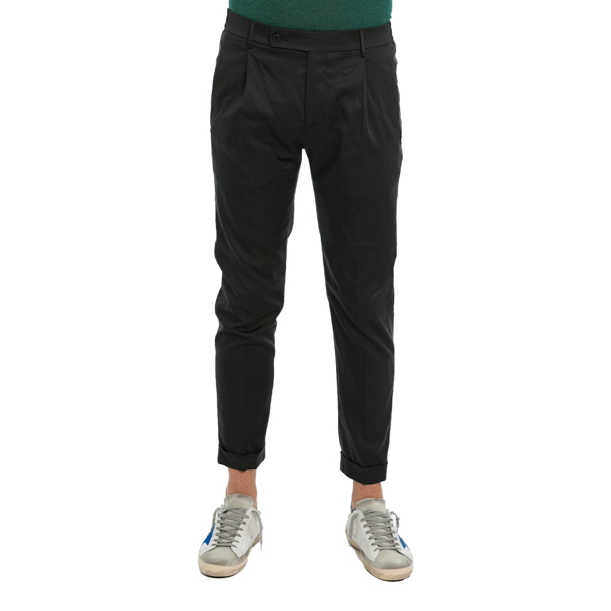Ανδρικό Μαύρο Black Twill Flat Front Trousers BERWICH 222-32865-MAY