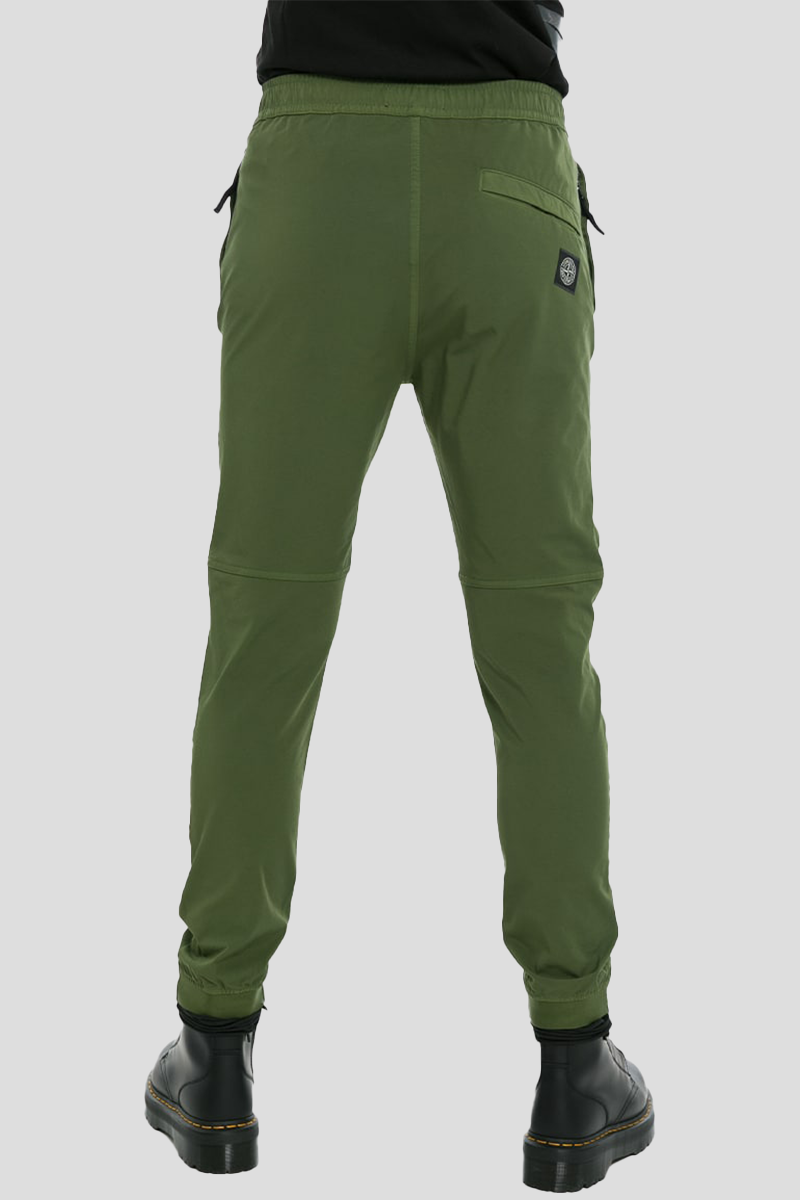 Olive High-Waisted Slim-Fit Trousers