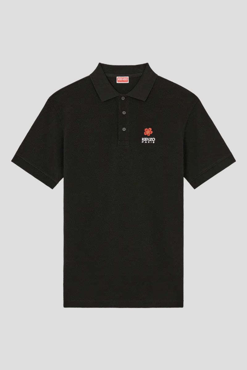 'Boke Flower' Crest Polo Shirt In Black