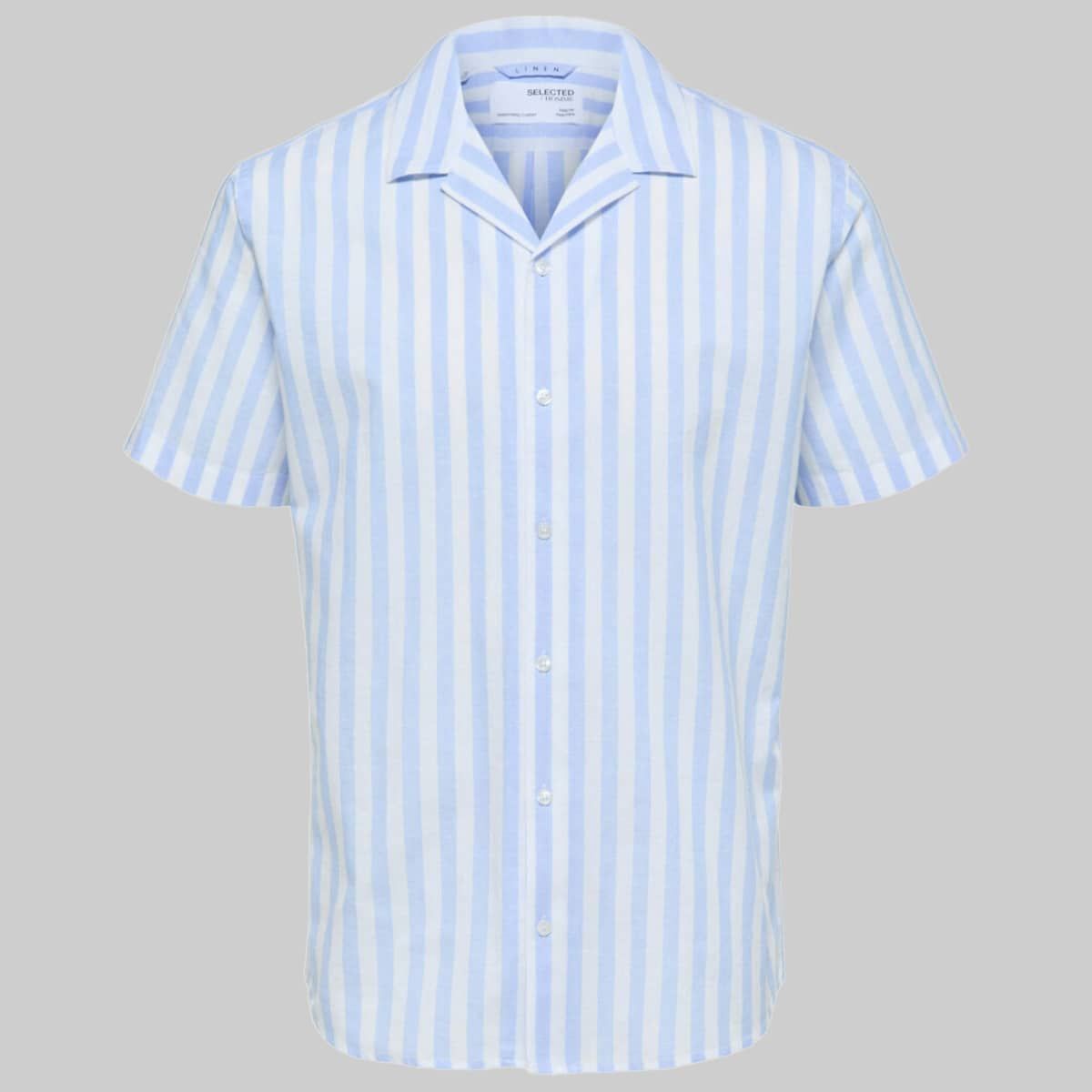Linen Cuban Shirt Light Blue