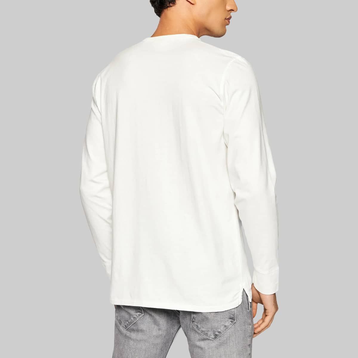 Grandad Collar T-Shirt In White