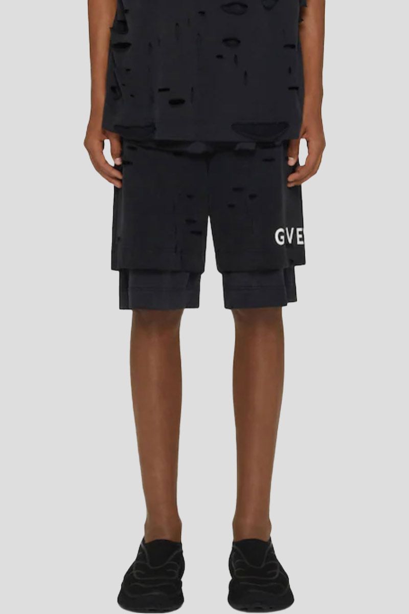 Bermuda Shorts With Destroyed Effect 