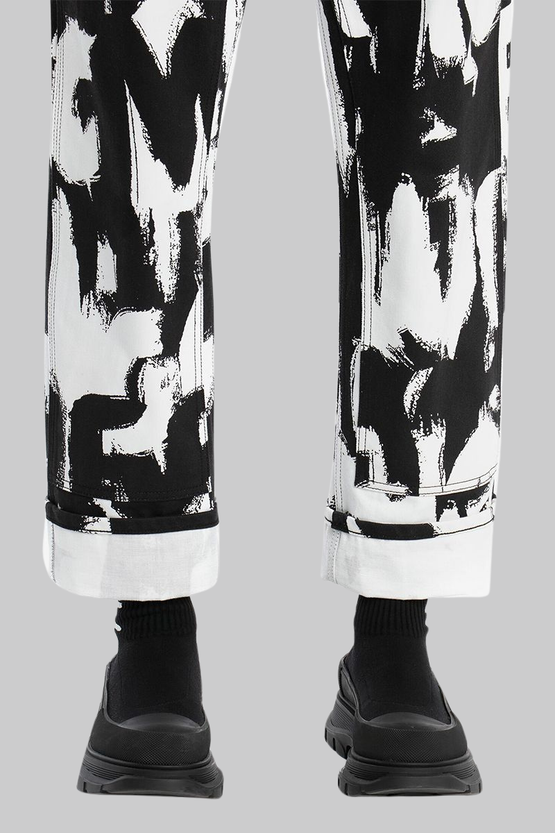 Graffiti Knit Tread Slick Boot in Black/white