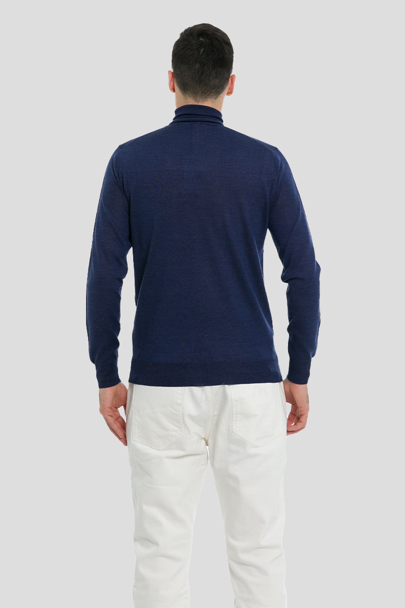 Hign Neck Sweater In Darksea Blue