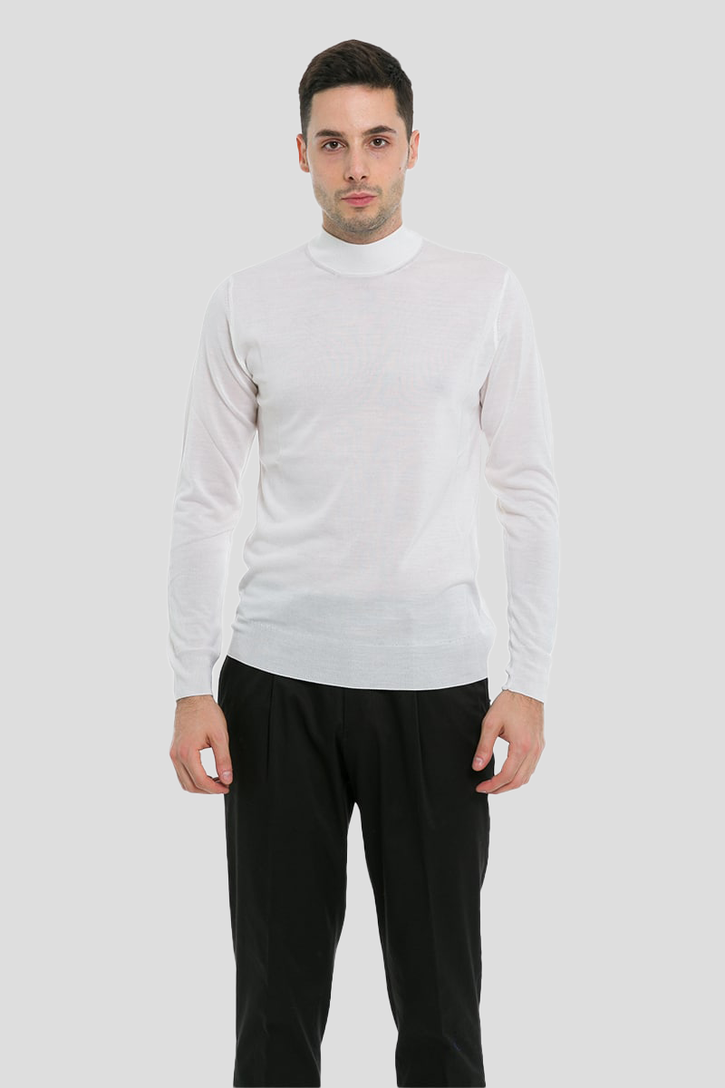 Hign Neck Sweater In White