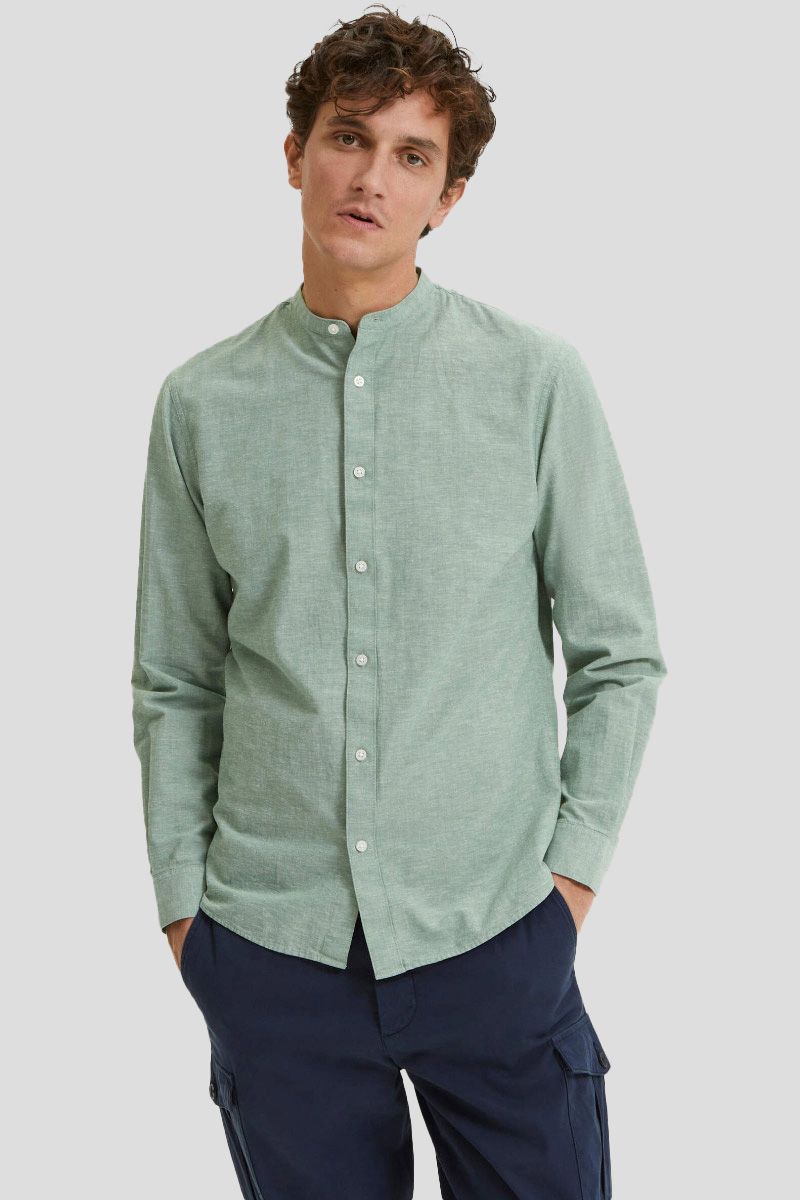 Linen-Blend Slim Fit Shirt