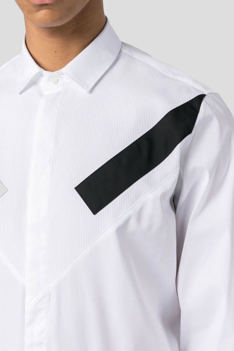 Diagonal Stripers Tuxedo Shirt