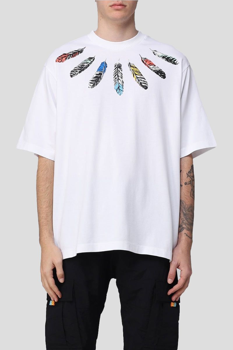 Collar Feathers Over T-Shirt