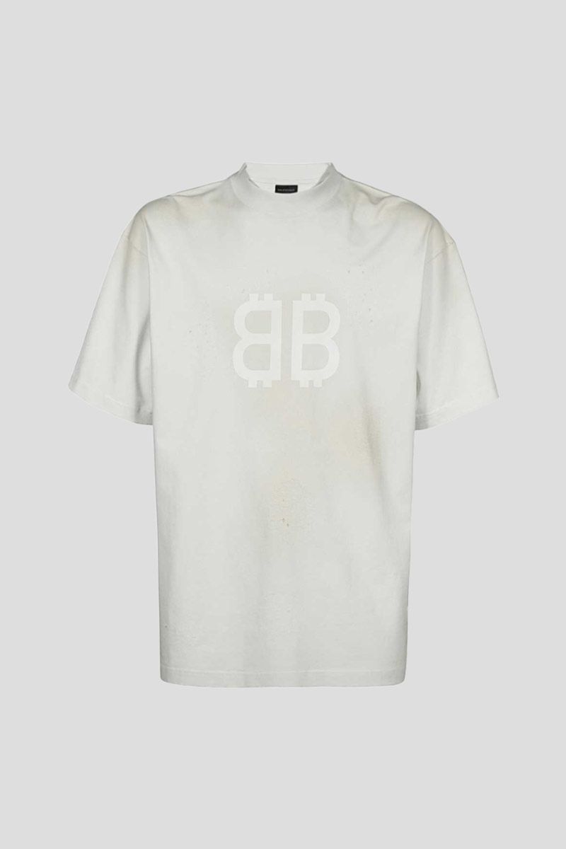 Washed Tee Logo Print In White