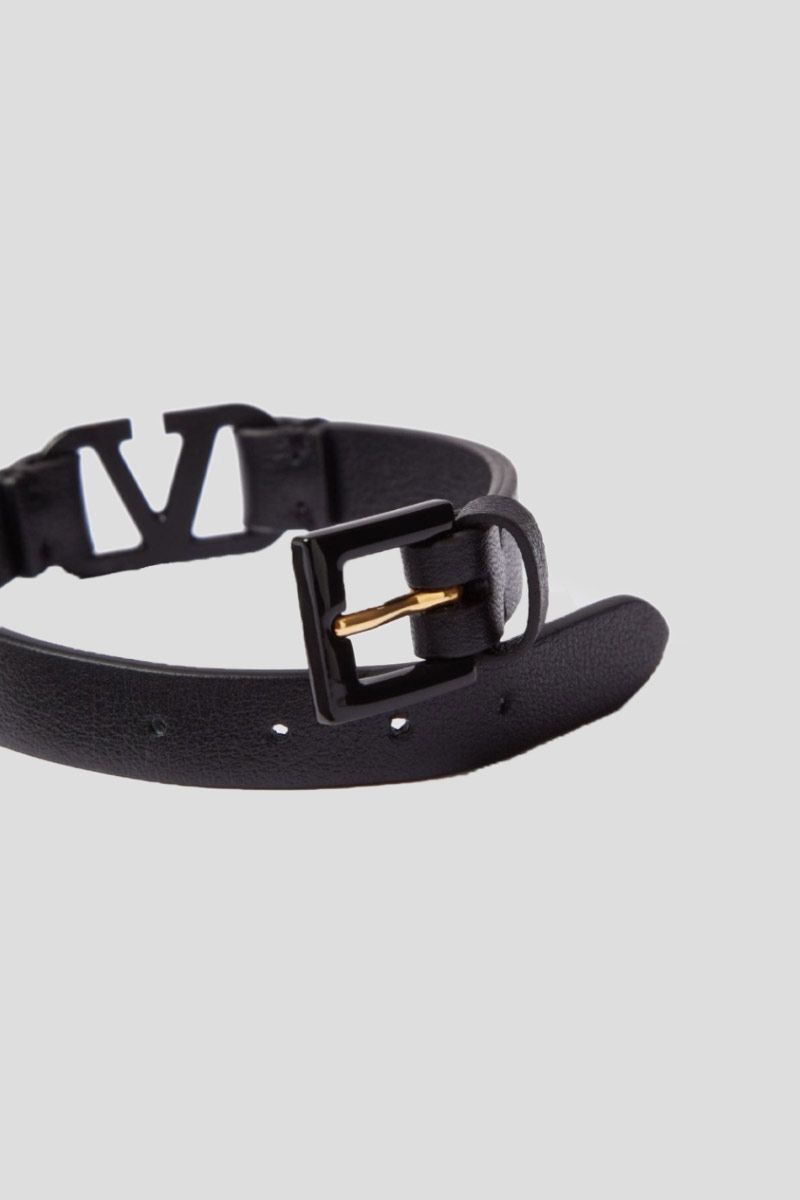 Logo Signature Black Leather Bracelet