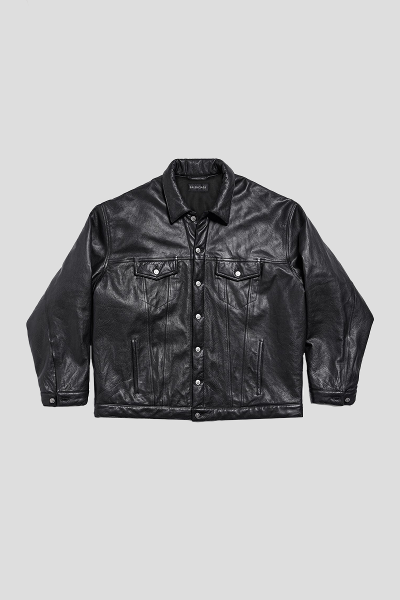 Oversized Padded Leather Jacket 