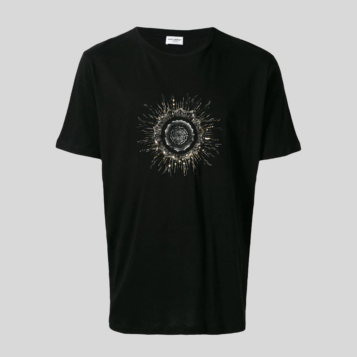 Embellished Print Black T-shirt