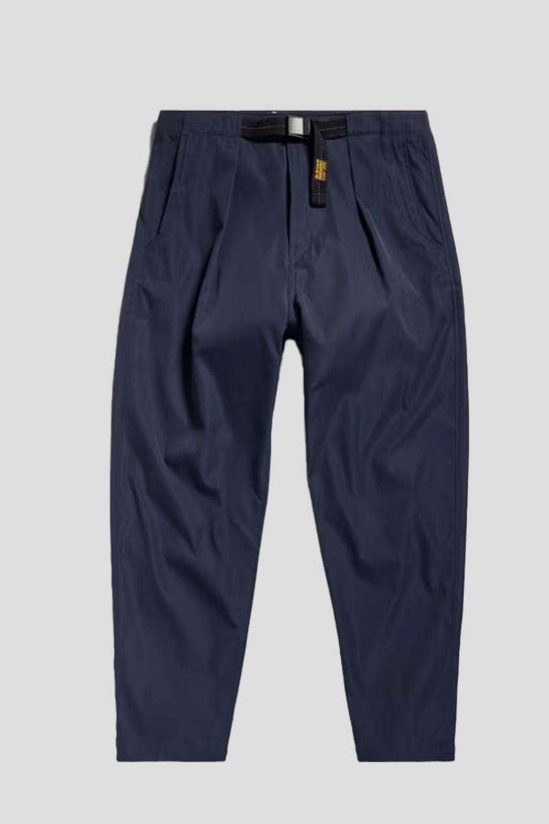 Pleated Chino Belt Relaxed In Blue