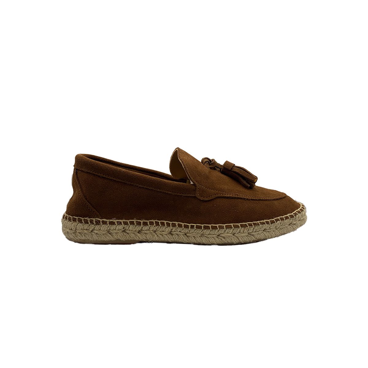 Split Leather Tassel Loafers/Brown