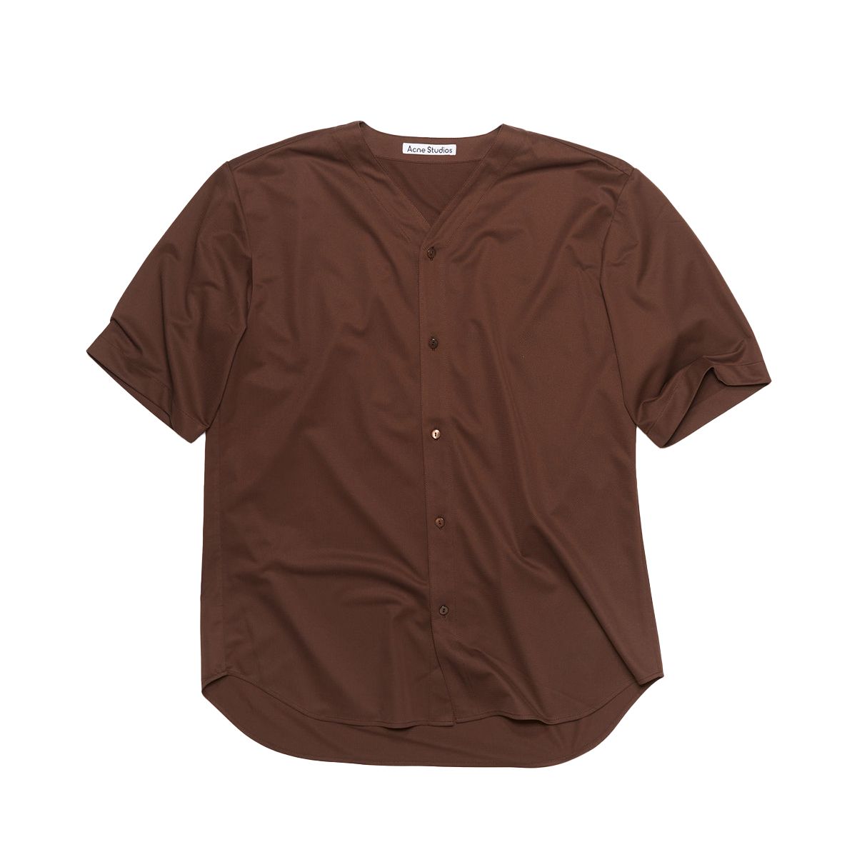 Brown Collarless Shirt