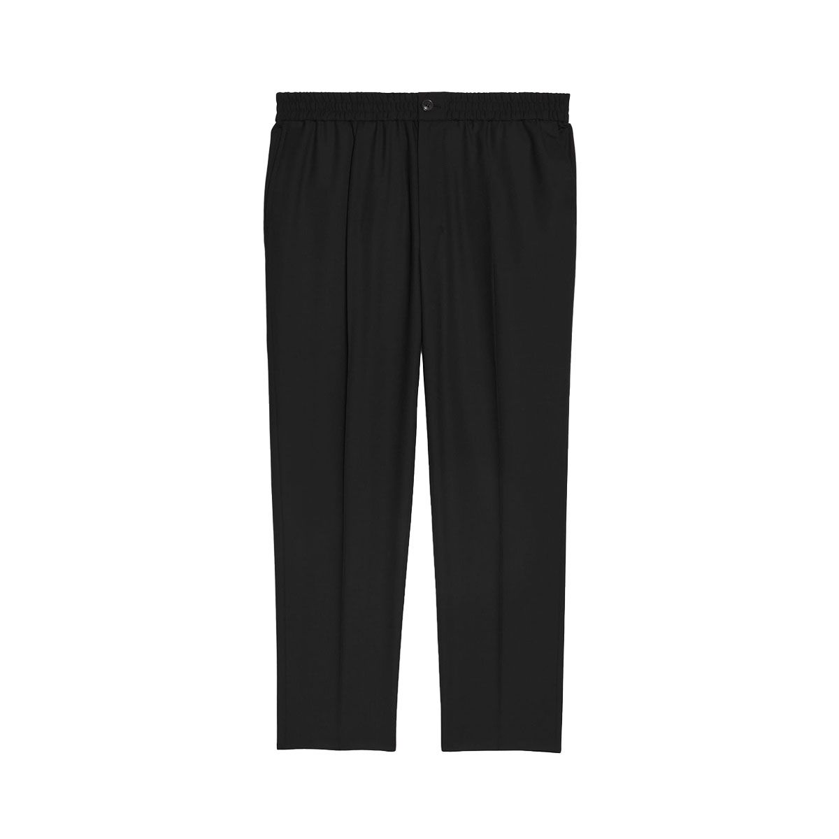 Elasticated Waist Cropped Fit Trousers In Black