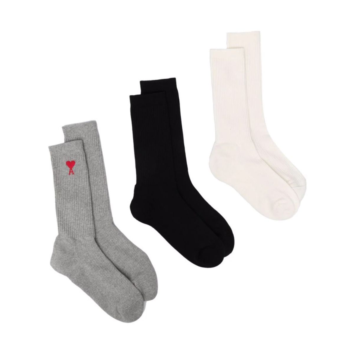 Three Pack Logo Embroidered Socks In Three Colors