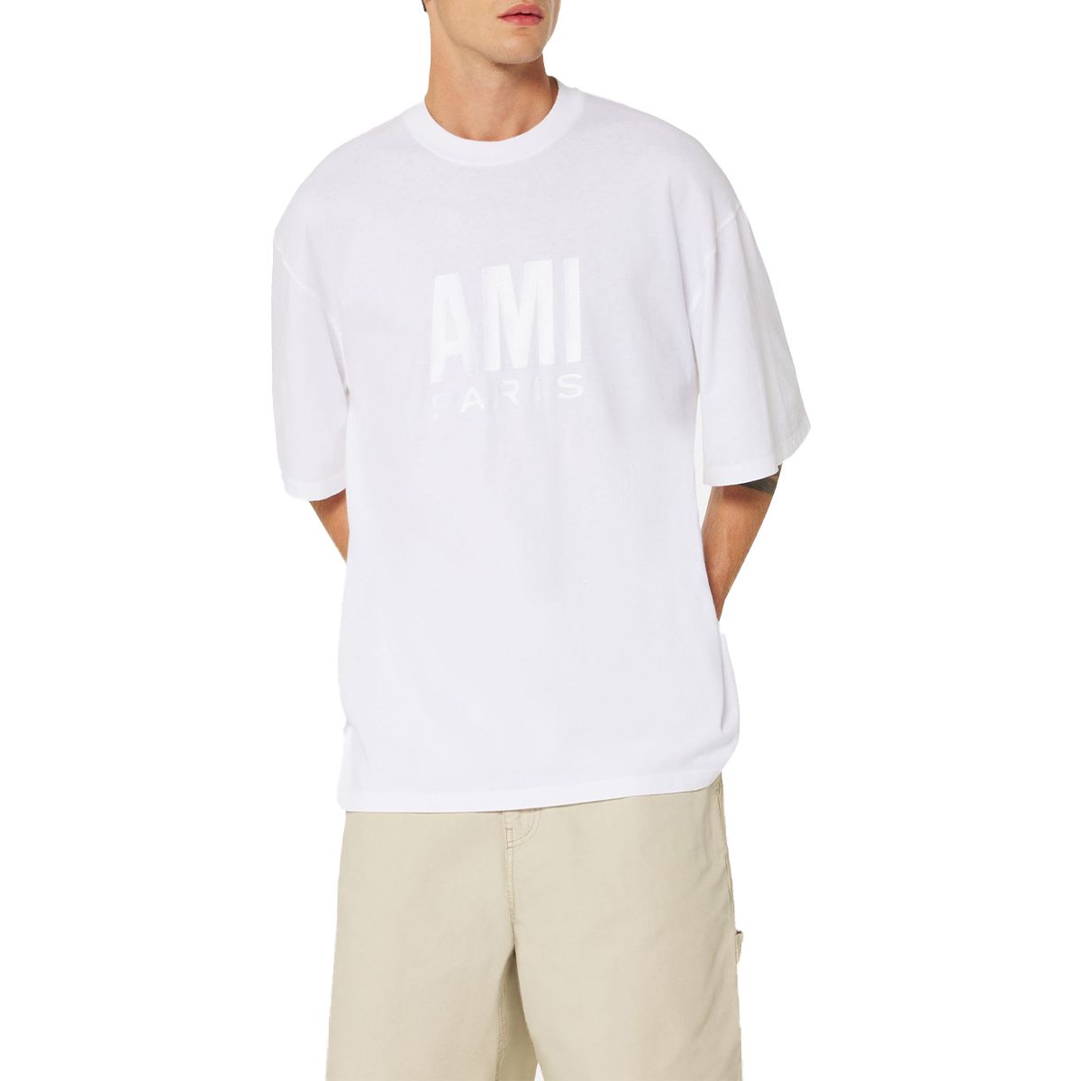 Embroidered Logo Cotton T-Shirt/White