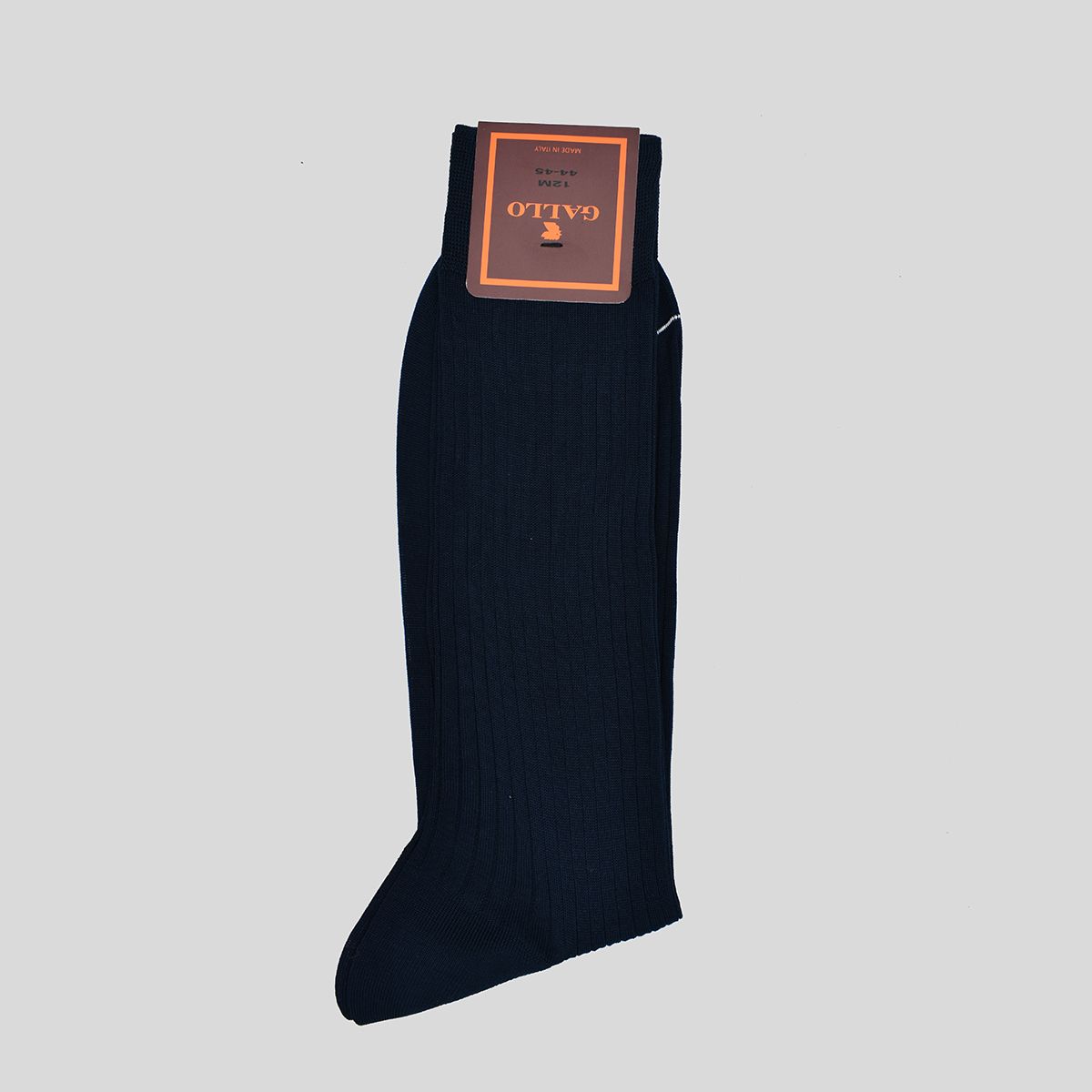 Blue Twin Rib Pattern Cotton Long Socks