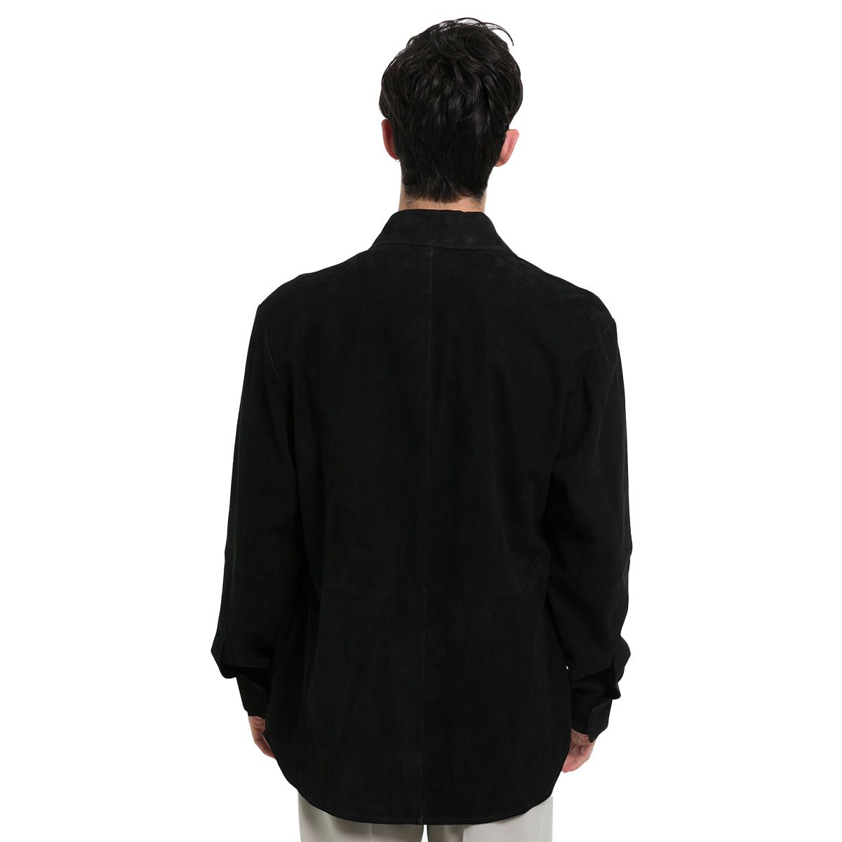 Black Leather Suede Overshirt