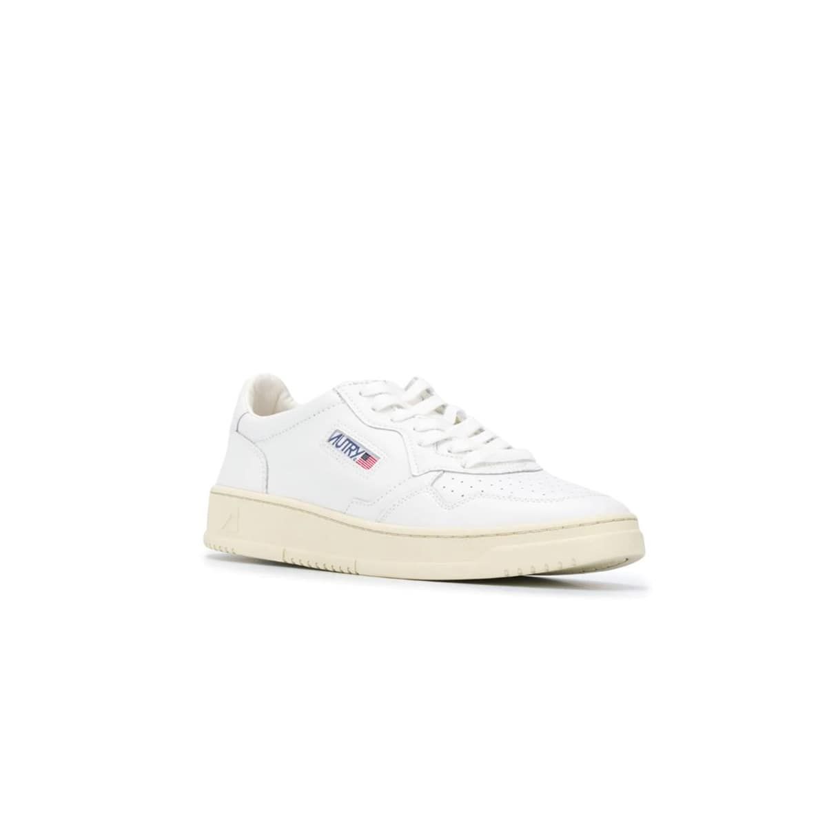 Action Low Top Sneakers In White Leather