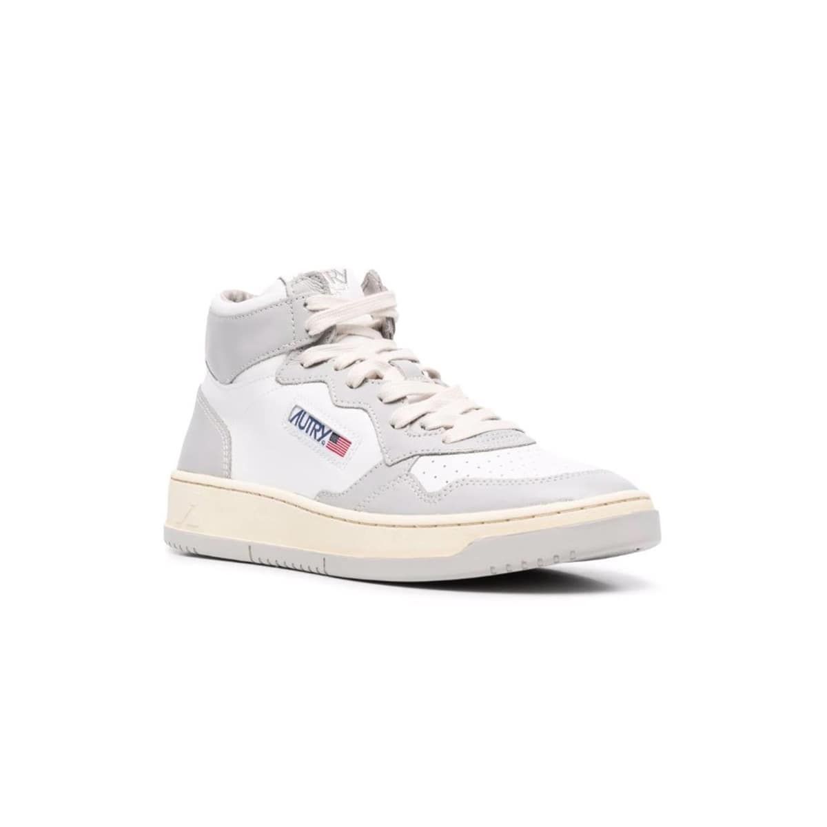 Medalist Mid Sneakers In White & Gray Leather