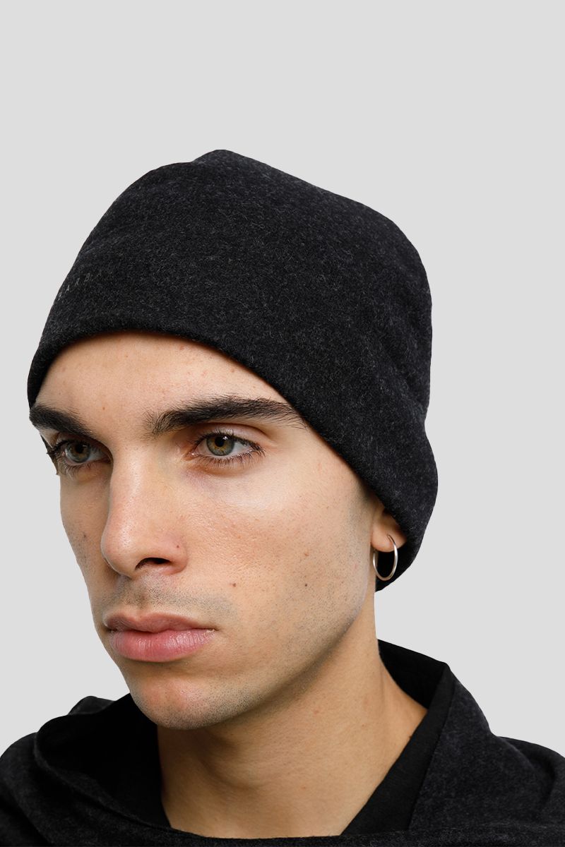 Black Wool Jersey Hat