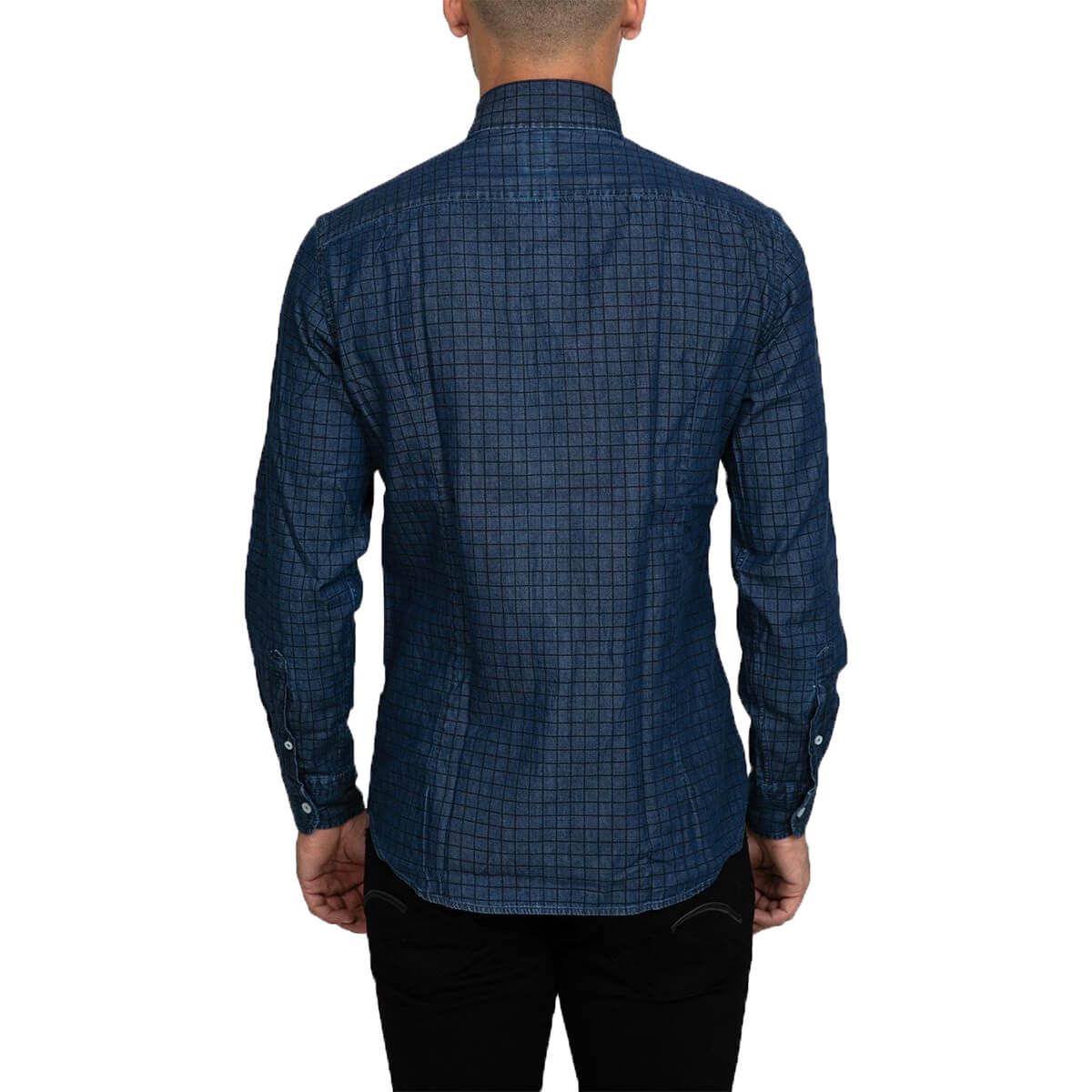 Blue Slim-Fit Box Check Shirt