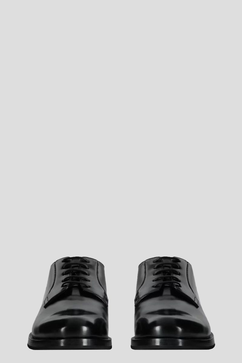 Black Leather Lace Up Derby Shoes