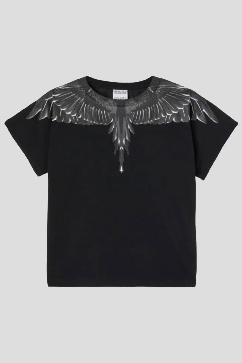 Black Feather Tee In Black