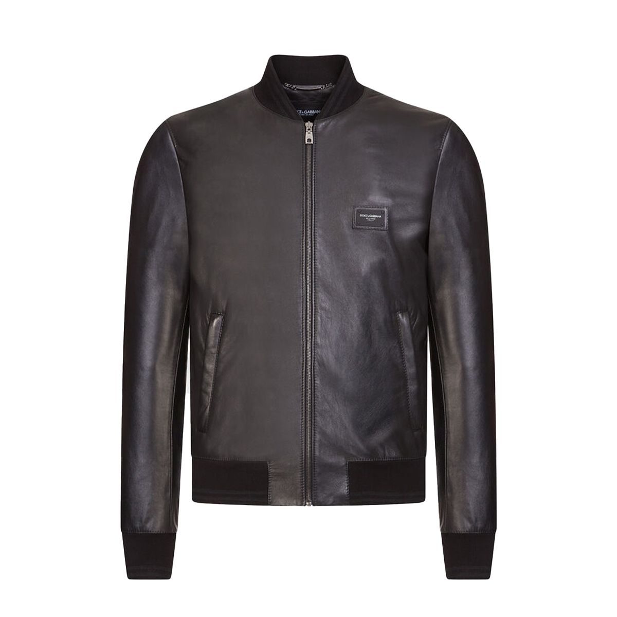 Leather Jacket With Branded Plate