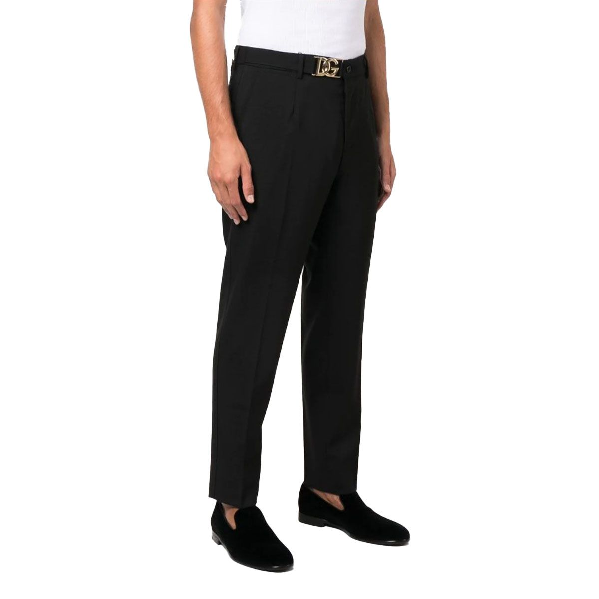 Logo-Buckle Tapered Trousers