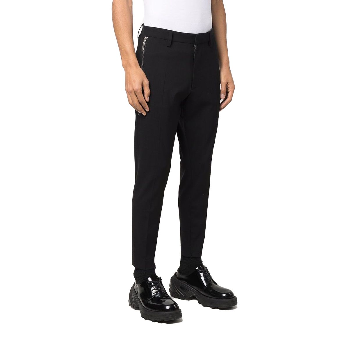 Cropped Tapered Leg Trousers