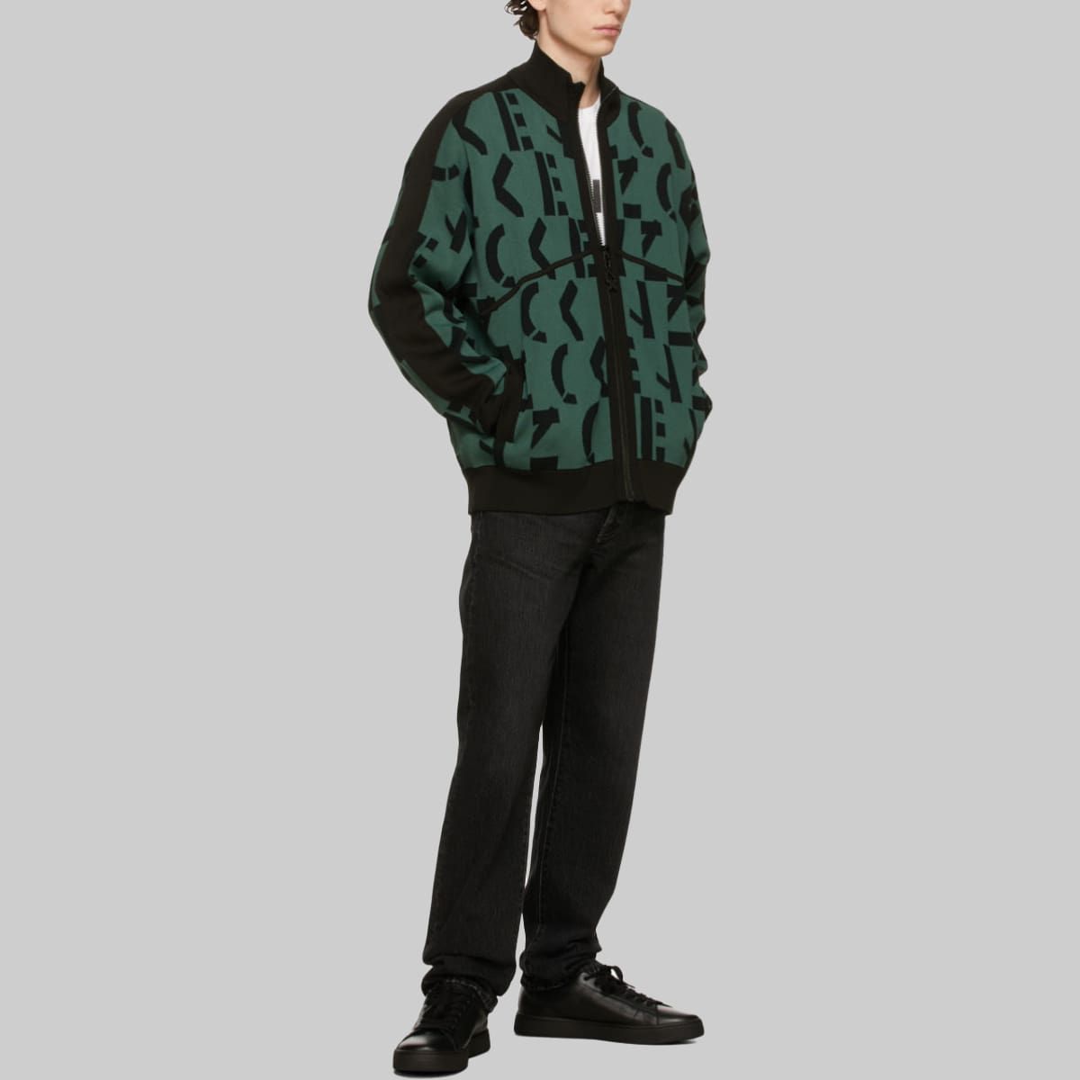 Zipped Knit Sweatshirt Green