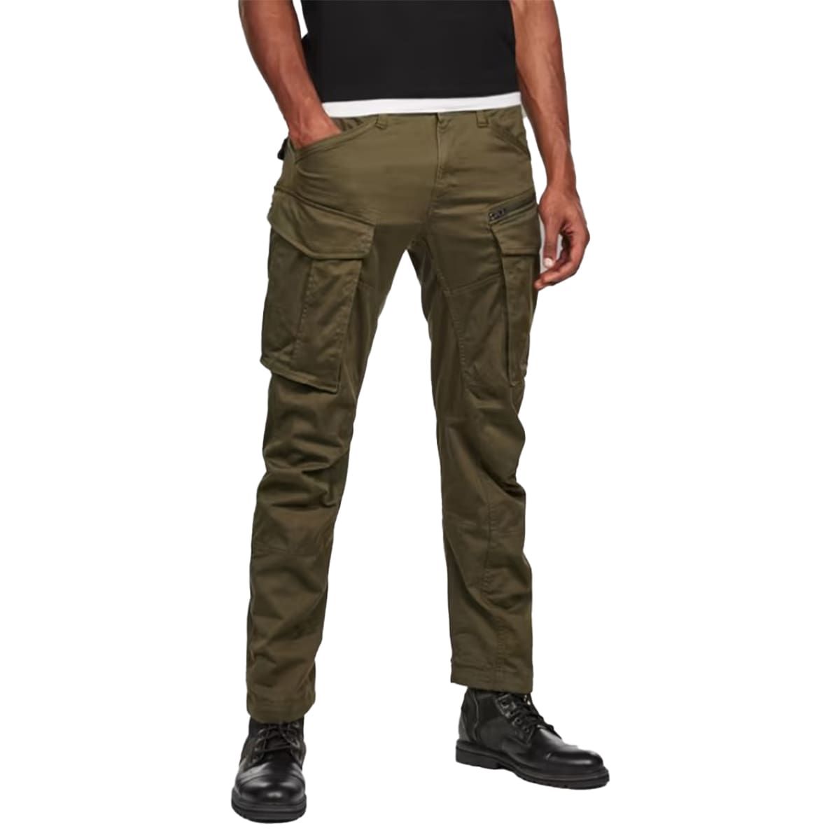 Rovic Zip 3D Straight Tapered Pants In Dark Bronze Green