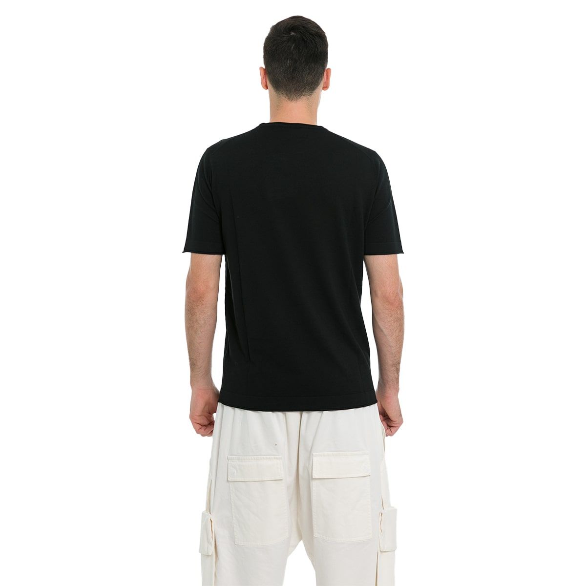 Black T-Shirt In Marino Wool