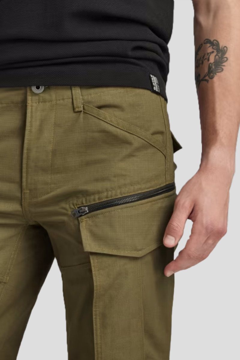 Rovic Zip 3D Regular Tapered Pants In Olive
