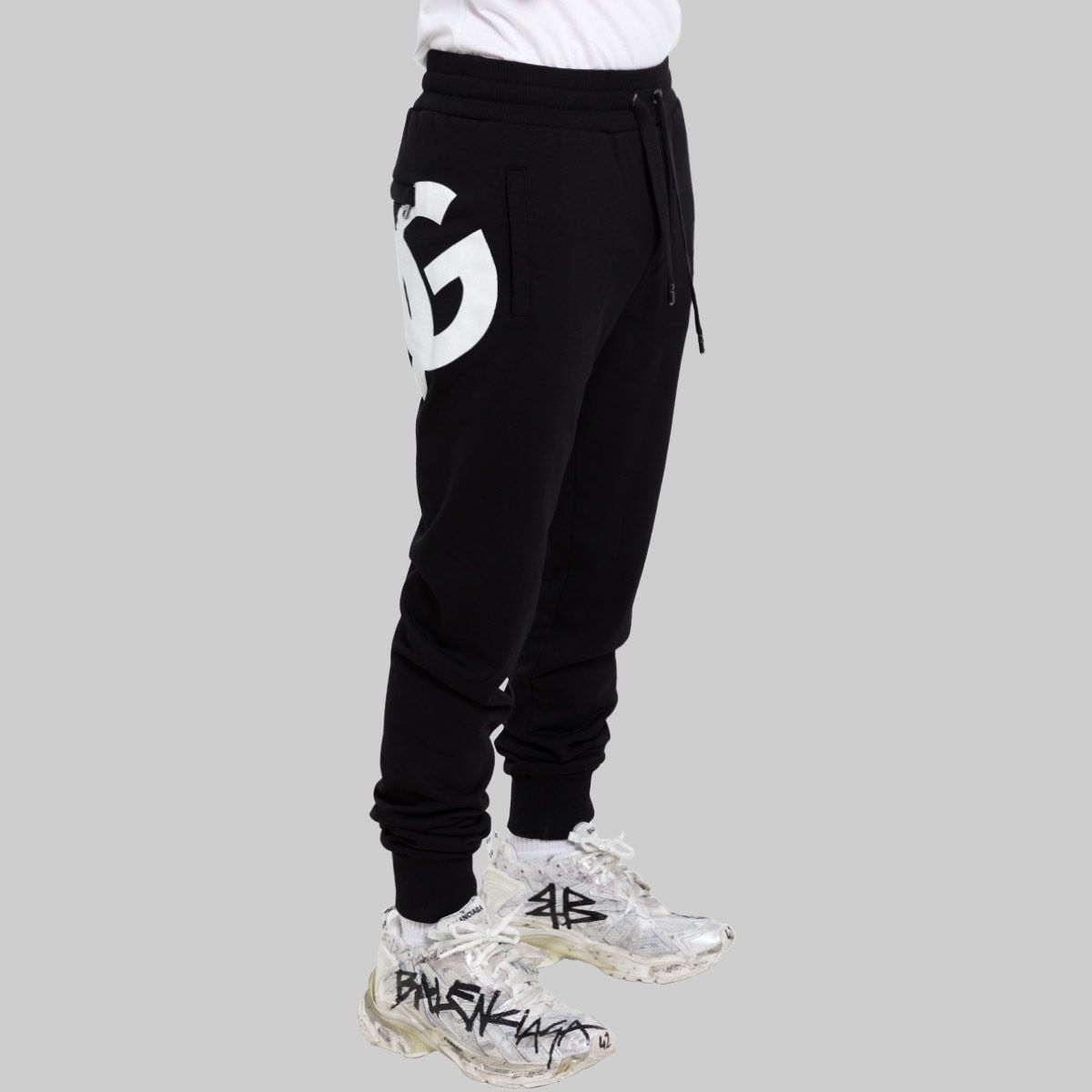 White D&G Logo-Print Track Pants