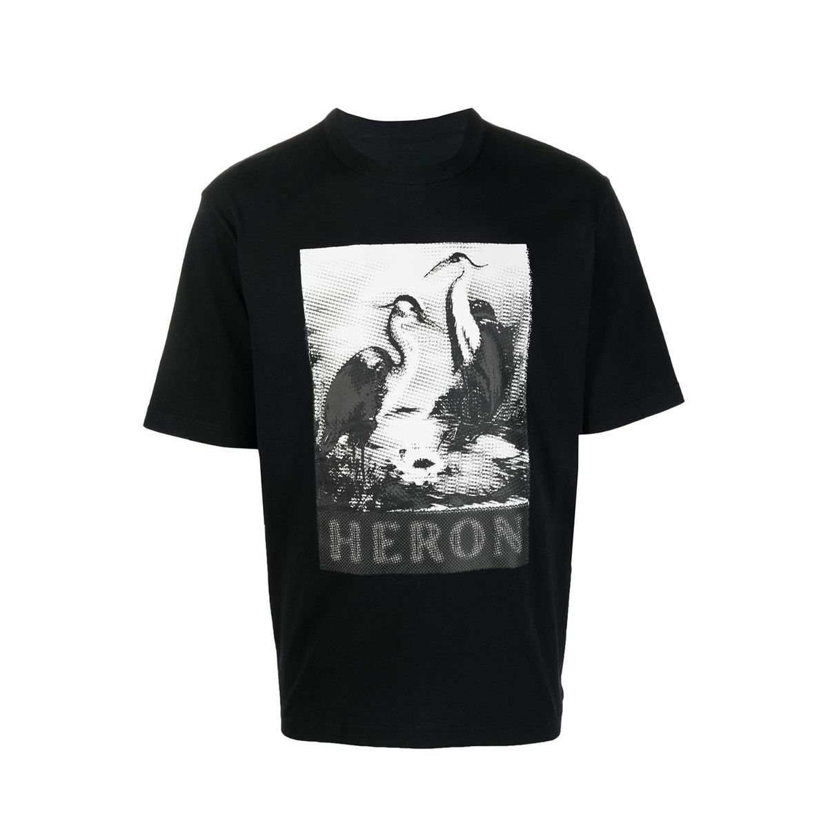 Heron Print Black T-Shirt