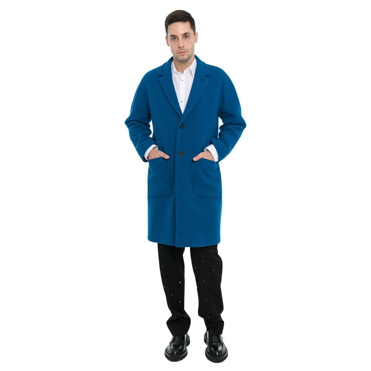 Blue Wool-Blend Coat