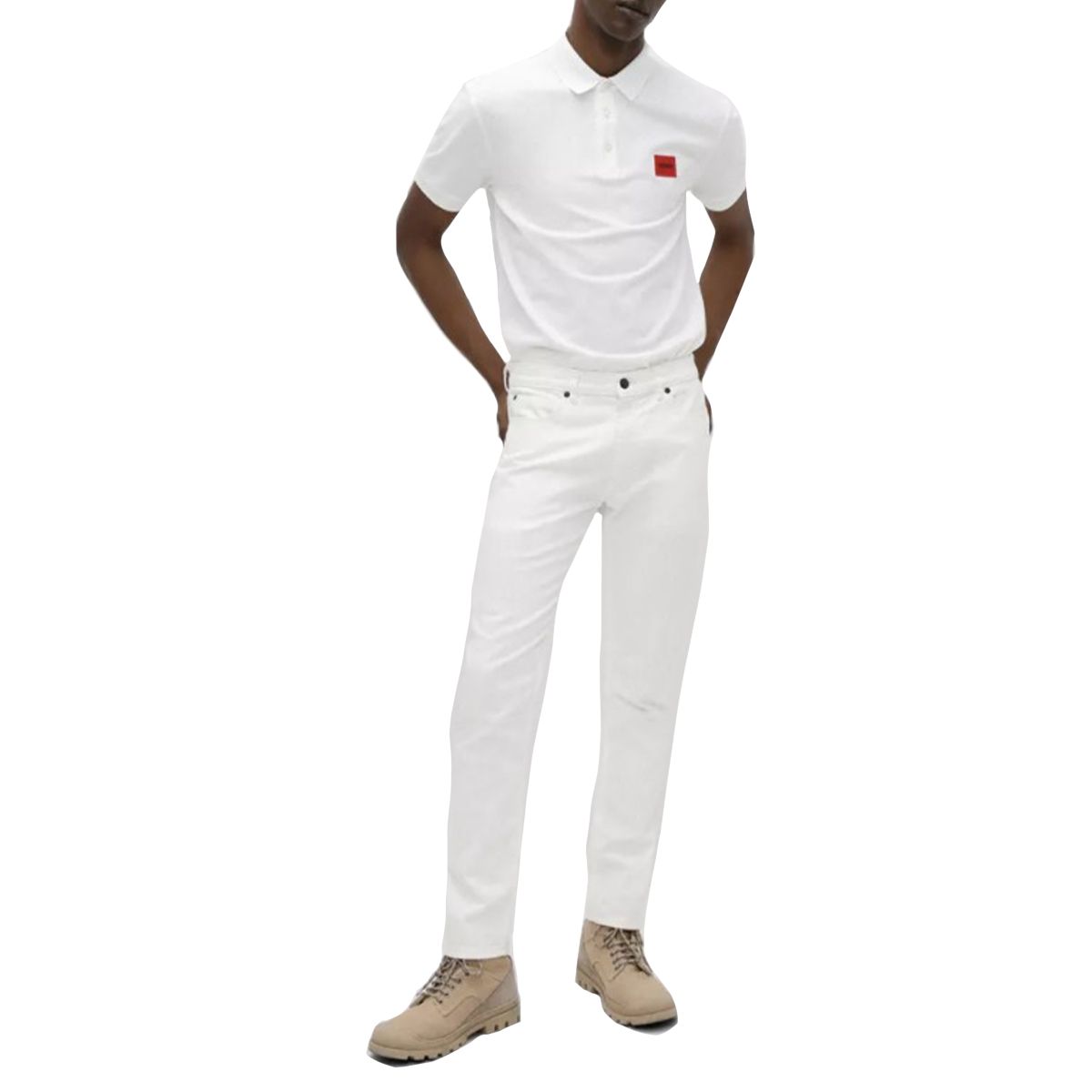 Slim-Fit Pique Polo Shirt/White